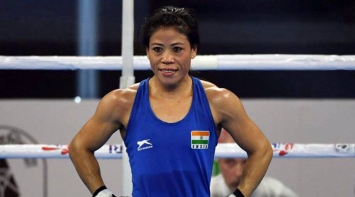 Mary Kom opened with an easy win in her 51kg bout at the Tokyo Olympics on Sunday. Photo: Indian Express