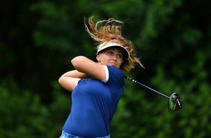 Tied for the lead with Sandra Gal, Kim Metraux believes she thrived off having the local crowd around her but is not putting pressure on herself for the final day of the Swiss Ladies Open. Photo: Mark Runnacles/LET