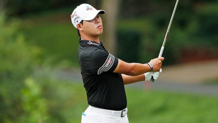 Si Woo Kim hit the magical ace with a four iron on the par-3 7th hole at Country Club of Jackson in Jackson en route a final round of 6-under 66 and 19-under 269 total that left him three strokes behind winner Sam Burns. Photo: Getty Images