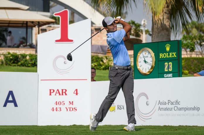 Shubham Jaglan began well at the Asia-Pacific Amateur Championship despite the missing the practice round due to a COVID test.